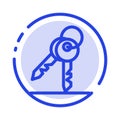 Key, Keys, Security, Room Blue Dotted Line Line Icon