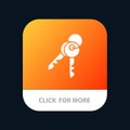 Key, Keys, Security, Room Mobile App Button. Android and IOS Glyph Version Royalty Free Stock Photo