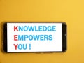 KEY, Knowledge Empowers You, business motivational inspirational quotes Royalty Free Stock Photo