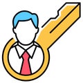 key leadership businessman strategy icon or logo vector Royalty Free Stock Photo