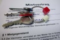 key and lease or rental agreement in german (Mietvertrag