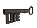 Key of life - Old iron key with the secret formed by the word life. 3D illustration Royalty Free Stock Photo