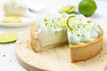 Key lime cheese tart with whipping cream on top Royalty Free Stock Photo