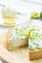 Key lime cheese tart with whipping cream on top Royalty Free Stock Photo
