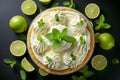 Key Lime Pie, American dessert pie on table , photo realistic, AI generated