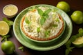 Key Lime Pie, American dessert pie on table , photo realistic, AI generated