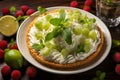 Key Lime Pie, American dessert pie on table , photo realistic, AI generated