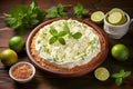 Key Lime Pie, American dessert pie on table , photo realistic, AI generated