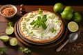 Key Lime Pie, American dessert pie on table , photo realistic, AI generated