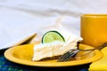 Key Lime Pie with Coffee Closeup