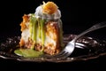 key lime pie slice with a fork taking a bite Royalty Free Stock Photo