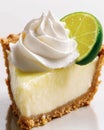 Key lime pie slice with whipped cream