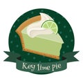 Key lime pie traditional American dessert. Colorful illustration in cartoon style