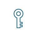 Key Line Blue Icon On White Background. Blue Flat Style Vector Illustration Royalty Free Stock Photo