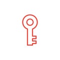 Key Line Red Icon On White Background. Red Flat Style Vector Illustration Royalty Free Stock Photo