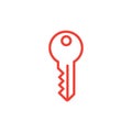 Key Line Red Icon On White Background. Red Flat Style Vector Illustration Royalty Free Stock Photo