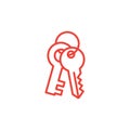 Key Line Red Icon On White Background. Red Flat Style Vector Illustration Royalty Free Stock Photo