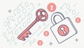 Key and lock with binary code, digital security concept vector design Generative AI Royalty Free Stock Photo