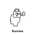 Key, lock brain icon. Element of creative thinkin icon witn name. Thin line icon for website design and development, app