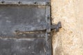 Key in lock on iron door Royalty Free Stock Photo