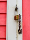 Key lock old stitched in the door.