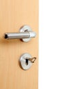 Key and lock of an open door Royalty Free Stock Photo