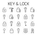 Key and lock related vector icon set. Royalty Free Stock Photo