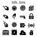 Key and lock system icon set