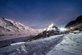 Key Monastery in nights starry sky with full moon - himalayas Royalty Free Stock Photo