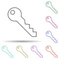 Key multi color icon. Simple thin line, outline vector of security icons for ui and ux, website or mobile application Royalty Free Stock Photo