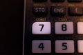 Key number seven of the keyboard of a scientific calculator Royalty Free Stock Photo