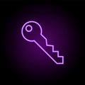 key outline icon. Elements of Security in neon style icons. Simple icon for websites, web design, mobile app, info graphics Royalty Free Stock Photo