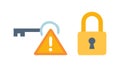 Key and Padlock Access Risk Warning Vector Icon, vector design Generative AI Royalty Free Stock Photo
