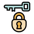 Key padlock reliability icon color outline vector Royalty Free Stock Photo