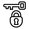 Key padlock reliability icon, outline style Royalty Free Stock Photo