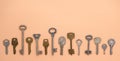 Key pattern. Background from different old keys. view from above. Royalty Free Stock Photo