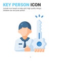 Key person icon vector with flat color style isolated on white background. Vector illustration employee sign symbol icon concept Royalty Free Stock Photo