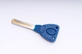 Key with plastic holder on white background Royalty Free Stock Photo