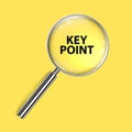 key point under magnifier glass on yellow Royalty Free Stock Photo