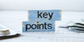 Key Points on cube wooden blocks on wooden background. Business success measurement target concept. Royalty Free Stock Photo