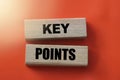 Key Points on cube wooden blocks on red. Business management concept Royalty Free Stock Photo