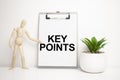 KEY POINTS sign on small wood board rest on the easel with medical stethoscope Royalty Free Stock Photo