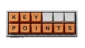 Key points symbol. Computer keyboard keys with words Key points.Key points concept. Royalty Free Stock Photo