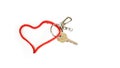 A key with Red strap Heart-Shaped