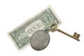 Key on a ring and money Royalty Free Stock Photo