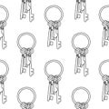 Key ring seamless pattern. Minimalist continuous line antique keys background. Vector illustration for security concept Royalty Free Stock Photo