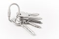 Key ring with two keys over white background. Rent Royalty Free Stock Photo