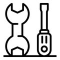 Key screwdriver repair icon, outline style Royalty Free Stock Photo