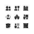 Key services black glyph icons set on white space