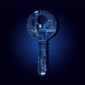 Key shape with electronic circuit Royalty Free Stock Photo